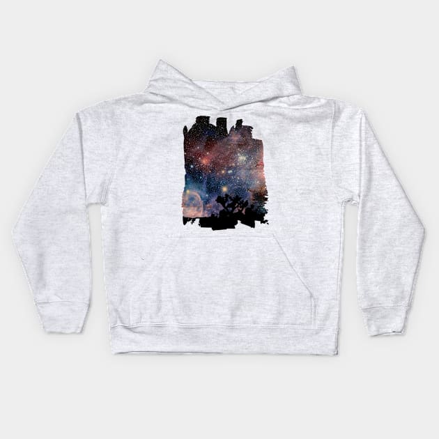 Colorful Night Sky while Camping & Reading Kids Hoodie by Freid